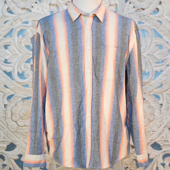Zara Other - Zara Men’s XL Striped Button-Up Shirt Trippy Multicolor Retro Style